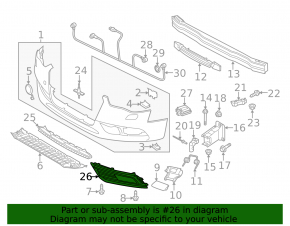 Front bumper grille left Audi A4 B8 13-16 rest, S line, missing fragment