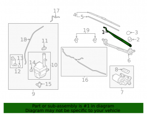 Left windshield wiper arm for Hyundai Sonata 11-15