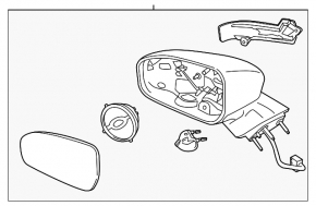 Side mirror right complete Ford Fusion mk5 13- 3 pins, black