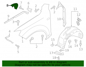 Seal wing hood-wing left Audi Q7 4L 10-15 under the loop