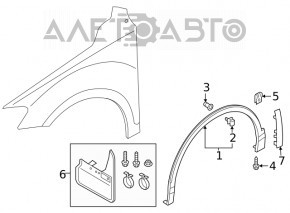 Front left fender arch trim VW Tiguan 18-22 structure, worn