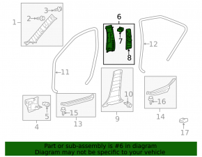 Left center pillar trim, upper belt, Toyota Camry v40