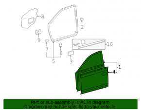 Bare front right door for Toyota Venza 12-15