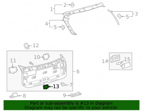 Lower tailgate plug Lexus RX350 RX450h 10-15 gray
