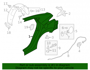 Rear left wing Hyundai Elantra UD 11-16