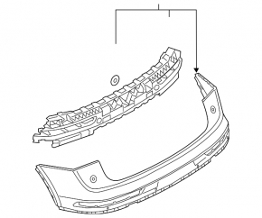 The bare rear bumper, upper part, of the Audi Q5 80A 18-20, for parking sensors.