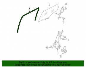 Rear right window seal for Nissan Rogue 2015