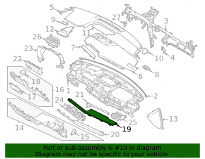 Upper right front panel trim for Kia K5 21-24, black, for start-stop