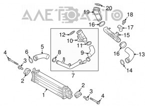Intercooler pipe left second Volvo XC90 16-22 T5, T6 plastic