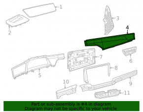 Left upper front panel trim for VW Atlas 24-25, Walnuss, light wood, scratches