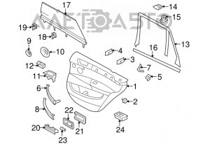 Door trim card rear left BMW X5 E70 07-13 under curtain black