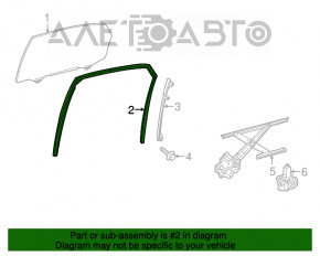 Rear left window seal for Lexus RX350 RX450h 16-22