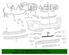 Chrysler 200 rear bumper molding 15-17 chrome for 2 pipes, broken fastening, crack, scratch
