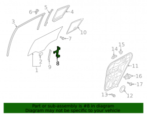 Kia Sportage 17-22 short rear right door glass guide