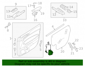 Black door mirror plug, front left, inner, Kia Sportage 17-22