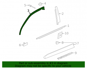 Upper door molding front left GMC Terrain 10-17 chrome