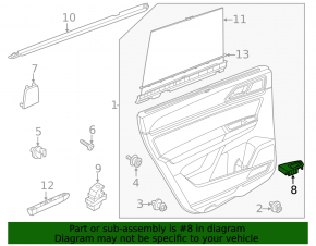Black rear left window lift control trim for VW Atlas 24-25