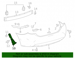 Lower left rear bumper mount Toyota Corolla 14-18