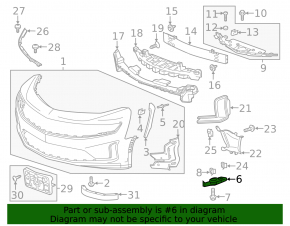 Right front bumper mount for Chevrolet Camaro 16-23