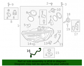 Left headlight hose Audi A3 8V 17-20