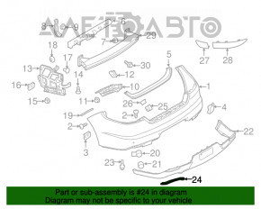Rear bumper lip trim left Porsche Panamera 14-16 under muffler