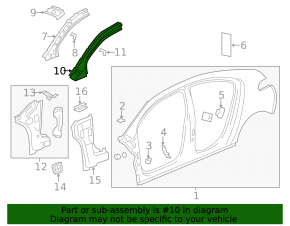 Roof pillar front left Chevrolet Volt 11-15