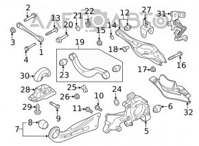 Rear right trunnion VW Atlas 18-24