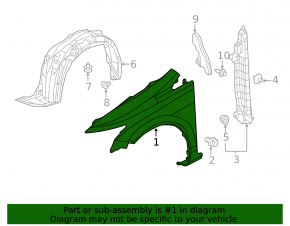 Front right fender Honda Civic 11-15