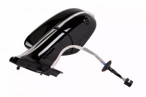 Side mirror left Chevrolet Bolt 17-19 12 pins, black with chrome molding, with camera, turn signal, BSM, bumper on chrome