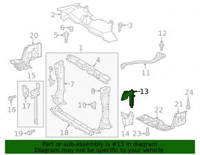 Left upper radiator deflector for Toyota Prius C 15-17