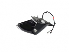 Left side mirror assembly for Jeep Grand Cherokee WL 21-25, 8+9 pins, turn signal, heated, backlit, auto-folding, auto-dimming, BSM with chrome, gloss black, worn