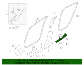 Nissan Leaf 11-12 rear right door sill trim, gray