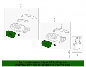 Right mirror element for Hyundai Santa FE Sport 13-16 (heated)