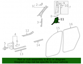 Center pillar trim lower left Mercedes W167 GLE 350 450 20-23 black
