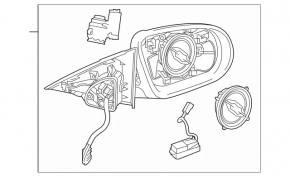 Left side mirror assembly Mercedes C-class W205 15-18 10+8+2 pins, turn signal, heated, with backlight, auto-dimming, BSM, black, scratches, scuffs