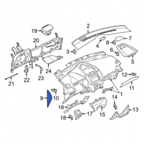 Front panel trim side right Ford Edge 15- black