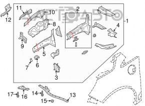 Front right quarter Ford C-max MK2 13-18 graphite