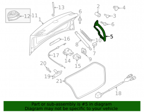 Right trunk lid hinge for VW CC 13-17 rest.