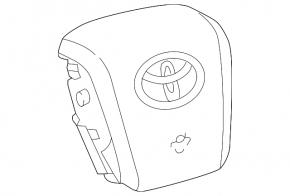 The airbag in the driver's steering wheel of a Toyota Prius 50 16-22 is black and scratched.