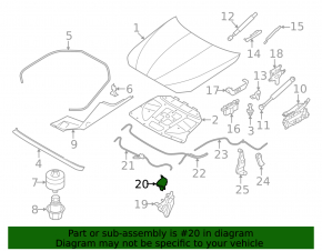Hood latch right BMW 5 F10 10-16