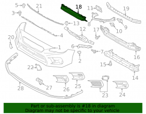 Upper front bumper reinforcement for Subaru WRX 15-21