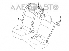 Seat belt rear right Subaru Impreza 4d 17-23 GK black