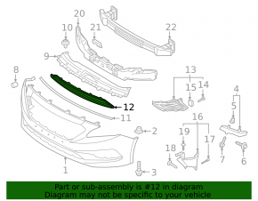 Hyundai Sonata 16-17 hybrid front bumper lower grille