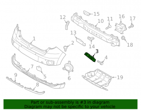 Rear bumper mount, right, small, Kia Soul EV 15-19