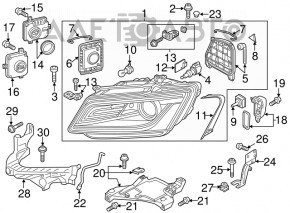 Front right headlight assembly Audi Q5 8R 13-17 rest, xenon, sand, yellowing LED