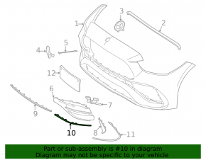 Front bumper molding lower left Mercedes C-class W206 300 22-25 AMG pkg, chrome