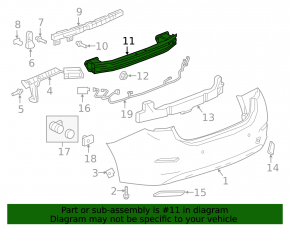 Rear bumper reinforcement Chevrolet Cruze 16-