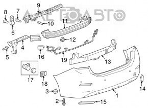 Rear bumper reinforcement Chevrolet Cruze 16-