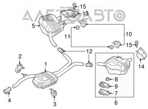 Exhaust pipe middle section with barrels Audi A6 C7 16-18 2.0T AWD with damper, rusty, dented