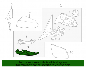 Left side mirror cover for BMW X2 F39 18-23, lower, Shadow-Line